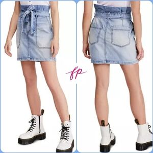 Free People Tie Waist Denim Skirt Size 8